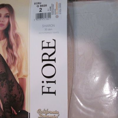 FIORE SHARON FLORAL TIGHTS  PANTYHOSE BLACK & ECRU 3 SIZES 30 DENIER